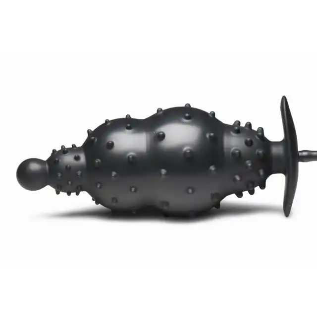 Master Series - Ass Puffer Ribbed Inflatable Anal Plug. Pompowany korek analny o intensywnie stymulującej powierzchni wypustkowej