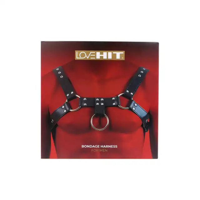 Virgite - Man Bondage Body Harness Mod. 2 Black. Harness łączyący funkcjonalność z odważnym designem z ekologicznej skóry.