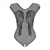 Obsessive - B112 Body S/M/L. Zmysłowe body z siateczki, otwartym krokiem i motywem skrzydeł na plecach.