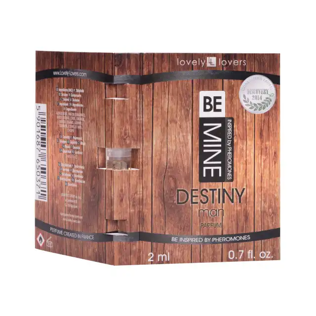 Lovely Lovers - Be Mine Destiny Parfum Man 2ml. Intrygujące perfumy dla mężczyzn, intensywne nuty skóry i drewna z ciepłą słodyczą soczystej pomarańczy