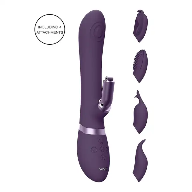 Vive - Etsu Pulse Wave G-Spot Rabbit &amp; Clitoral Stimulator Purple. Podwójny wibrator z 4 wymiennym silikonowymi końcówkami i3 sterowanymi silnikami