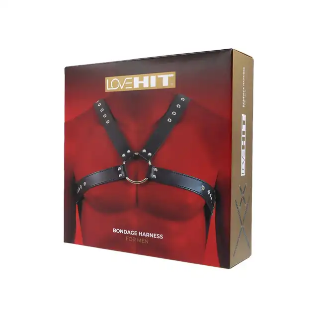 Virgite - Man Bondage Body Harness Mod. 3 Black. Wykonany z ekologicznej skóry, idealny dla osób szukających wygody, stylu i intensywnych doznań w grach BDSM