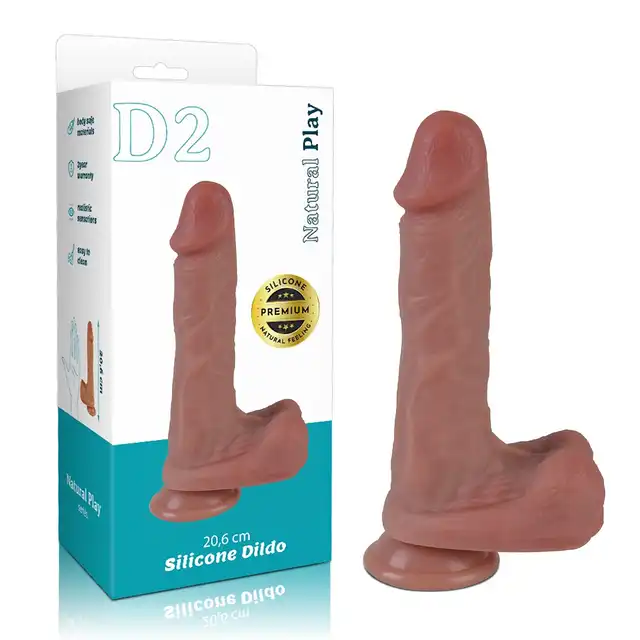 Erospace - Natural Play D2. Realistyczne dildo 20,6 cm wyjątkowa przyjemność z wysokiej jakości silikonu