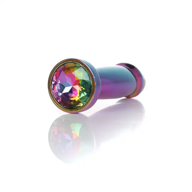 Bseries -  Jewellery Multicolour Penis Plug Clear S. Elegancki korek analny z stali nierdzewnej z pięknym diamencikiem, idealny do eksperymentowania z temperaturą i stymulacji analnej