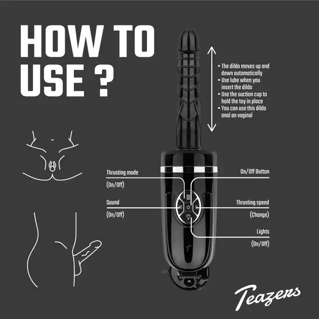 Teazers - Thrusting Dildo Vibrator. Zzaawansowana maszyna dla osób szukających intensywnych doznań, oferująca różnorodne tryby pchnięć oraz prędkości wibracji