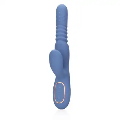 Loveline - Blue Nova Warming Rotating Beads and Thrusting Rabbit Vibrator. Ogrzewany, wibrujący wibrator z króliczkiem dla jeszcze większej przyjemności