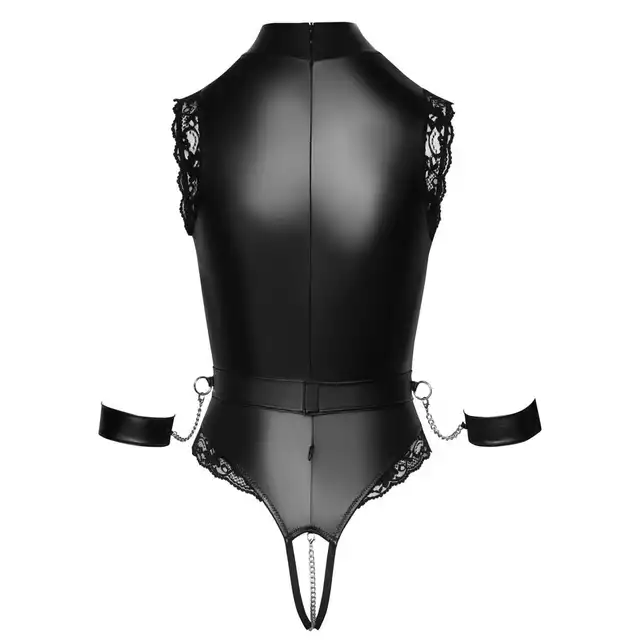 Cottelli Bondage - Crotchless Body L. Ekscytujące body z otwartym kroczem i koronkowymi detalami, idealne na wyjątkowe chwile