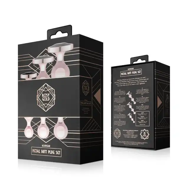 Rosy Gold - Metal Butt Plug Set 3 Pieces Rose Gold. Elegancki zestaw metalowych wtyczek analnych o wyjątkowej konstrukcji
