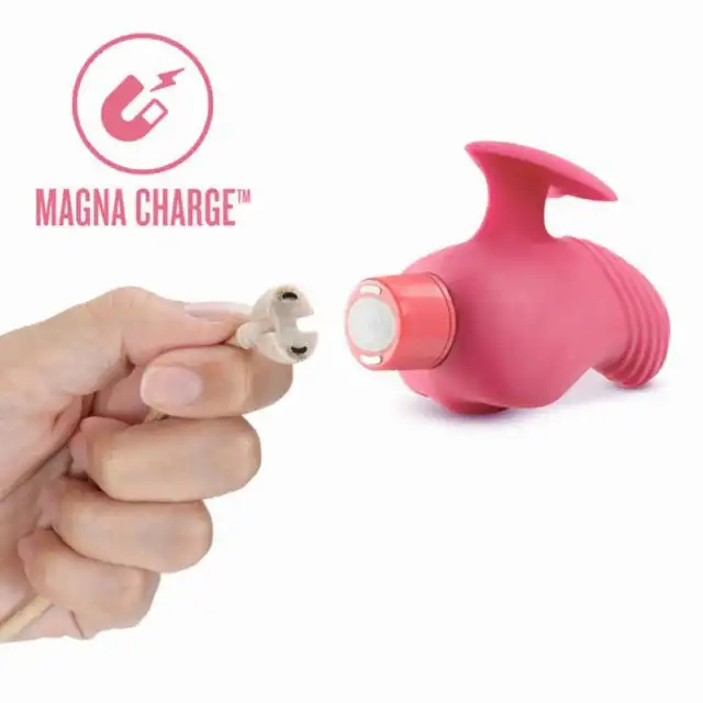 Gaia - Eco Love Vibrator. Różowy, biodegradowalny wibrator na palec z 10 trybami wibracji
