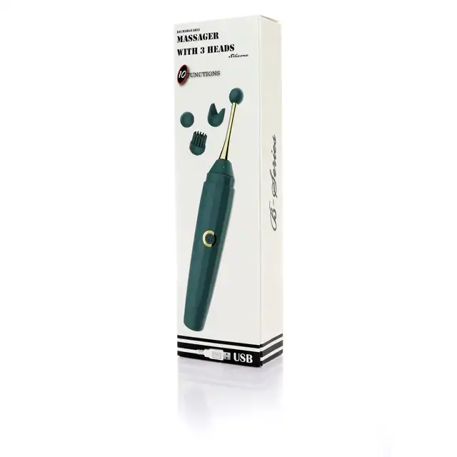 B-Series - Massager with 3 heads. Wszechstronny stymulator łechtaczki z trzema wymiennymi końcówkami i aż 10 funkcjami wibracji.