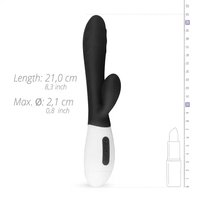 Teazers - Rabbit Vibrator Black. Czarny wibrator ze stymulatorem łechtaczki, ekscytująca stymulacja punktu G i łechtaczki