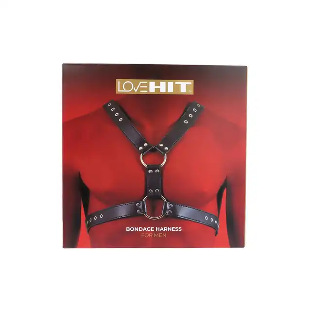 Virgite - Men Body Harness Mod. 5. Harness z ekologicznej skóry wyposażony w dwa pierścienie połączone skórzanym paskiem prosto z Hiszpanii