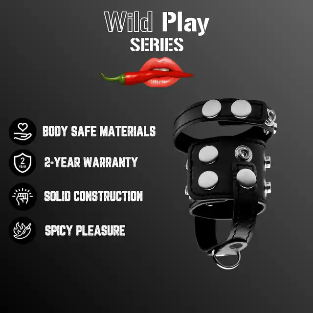 Erospace - Wild Play Cock and Balls Strap C20. Regulowana opaska zaciskowa na penisa i jądra, intensyfikuj doznania