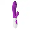 Teazers - Realistic Rabbit Vibrator Purple. Podwójny wibrator z stymulującymi żłobieniami, idealna stymulacja