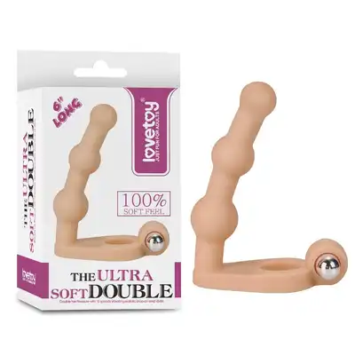 Lovetoy - Ultra Soft Double 6 inch. Wibrujący pierścień erekcyjny z funkcją podwójnej penetracji, dodaje pasji i intensywności