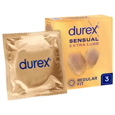 Durex - Sensual Extra Lube 3. Najcieńsze pezerwatywy z dodatkowym lubrykantem dla zwiększonej wrażliwości i naturalnych doznań