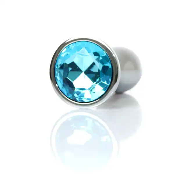 B-Series - Silver Plug Light Blue L. Ekskluzywny plug analny ze stali nierdzewnej z eleganckim diamencikiem
