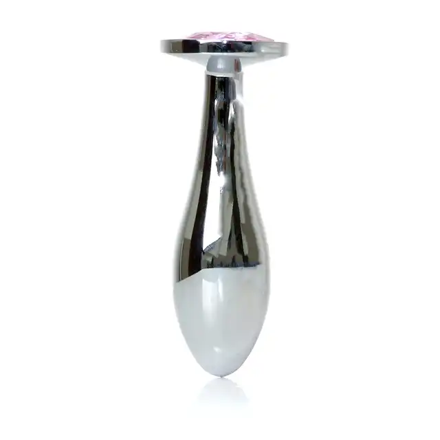 B-Series - Silver Plug Rose M. Luksusowy korek analny ze stali nierdzewnej z eleganckim diamencikiem w kolorze różowym