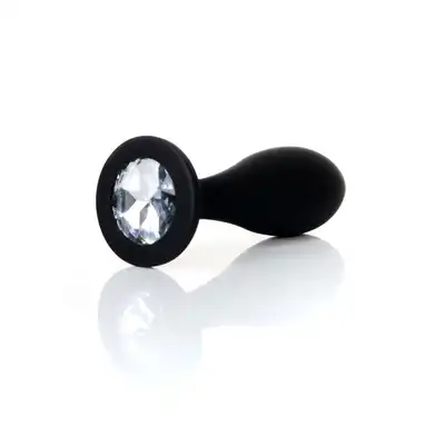 B-Series - Silicone Plug Clear M. Ekskluzywny plug analny z silikonowym wykończeniem i eleganckim diamencikiem w rozmiarze M