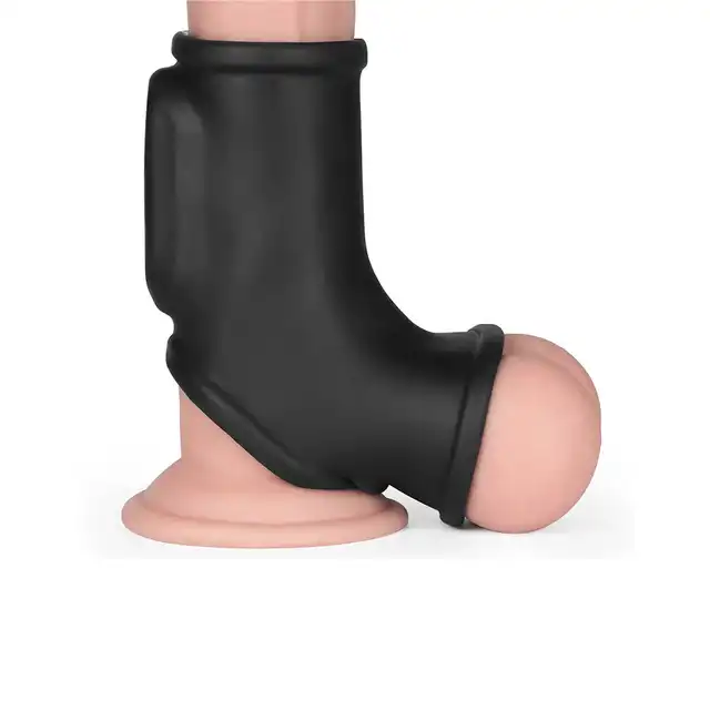 LoveToy - Silk Knights Ring Vibrating Penis And Scrotum Sleeve. Rękaw na penisa i mosznę z funkcją wibracji, zwiększ przyjemność i wytrzymałość