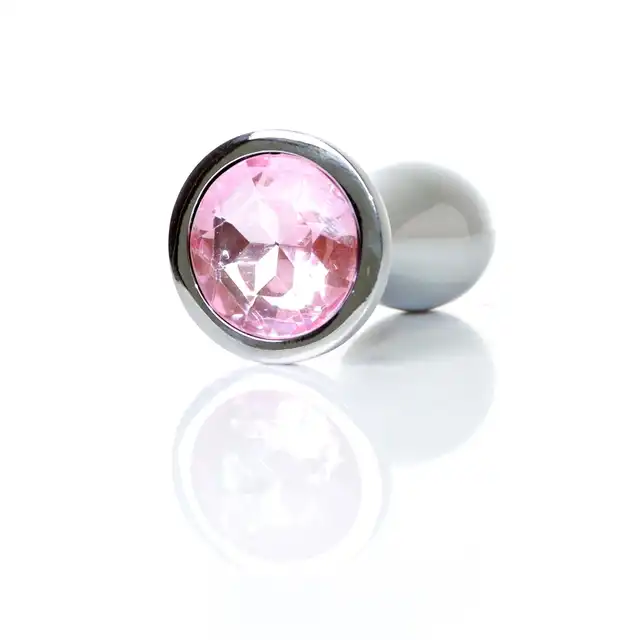 B-Series - Silver Plug Rose M. Luksusowy korek analny ze stali nierdzewnej z eleganckim diamencikiem w kolorze różowym