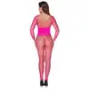 Cottelli - Crotchless Catsuit Pink Fantasy S-L. Kuszący różowy bodystocking z dużej siateczki, ozdobiony dżetami, idealny do zmysłowych stylizacji