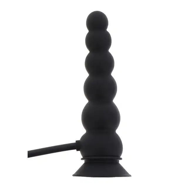 Hidden Desire - Inflatable Suction Plug Expert. Żebrowany nadmuchiwany korek analny z mocną podstawą ssącą