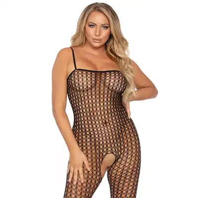 Leg Avenue -  Seamless Crochet Bodystocking.  Kobiece body zachwycające ażurowym wzorem.