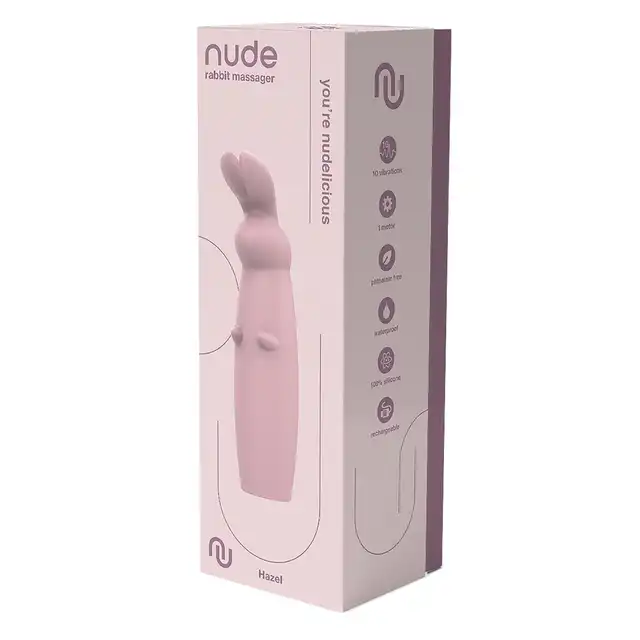 Nude - Hazel Rabbit Massager. Niewielki wibrator z króliczymi uszkami do stymulacji łechtaczki z 10 wibracjami i 3 prędkościami