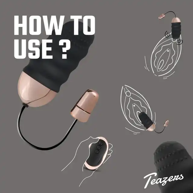 Teazers - Ribbed Vibrating Egg With Remote Control. Żebrowane wibrujące jajeczko z pilotem, pełna kontrola i komfort