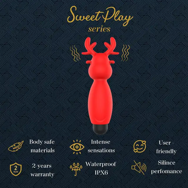 Erospace - Sweet Play Mini Rendeer Vibrator. Mini wibrator w kształcie renifera, dyskretna przyjemność zawsze pod ręką