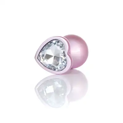 B-Series - Pearl Pink Heart Plug Clear M. Korek anany wykonany z wysokiej jakości stali nierdzewnej, ozdobiony pięknym kryształkiem w kształcie serca w rozmiarze M
