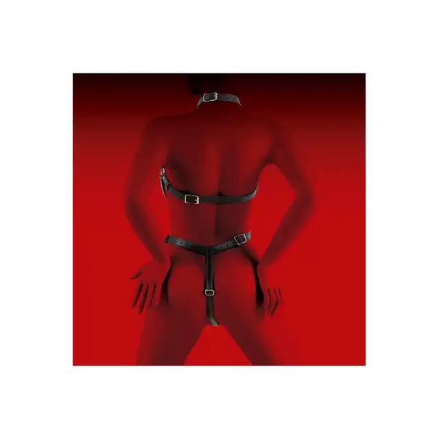 Virgite - Woman Bondage Body Harness Mod. 1 Black. Luksusowy harness wykonany z wysokiej jakości skóry ekologicznej prosto z Hiszpanii