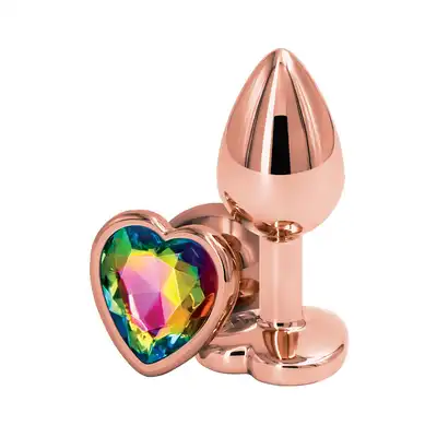 NS Novelties - Rear Assets Rose Gold Heart S Rainbow. Elegancki i lekki korek analny w rozmiarze S