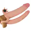 Lovetoy - Pleasure X-Tender Series 25 mm. Realistyczna przedłużka na penisa z dildem do podwójnej penetracji i stymulatorem łechtaczki