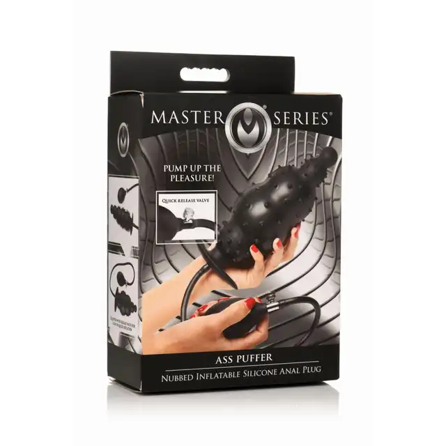 Master Series - Ass Puffer Ribbed Inflatable Anal Plug. Pompowany korek analny o intensywnie stymulującej powierzchni wypustkowej