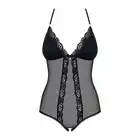 Obsessive - 841-TED-1 Body L/XL. Zmysłowe body z siateczki i koronki z otwartym krokiem i figlarnymi detalami.