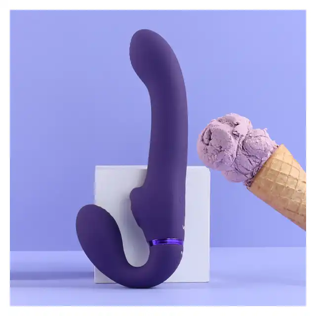 Vive - Ai Dual Vibrating &amp; Air Wave Tickler Strapless Strapon Purple. Strapless G-spot wibrator, unikalna technologia fal powietrznych