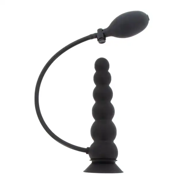 Hidden Desire - Inflatable Suction Plug Expert. Żebrowany nadmuchiwany korek analny z mocną podstawą ssącą