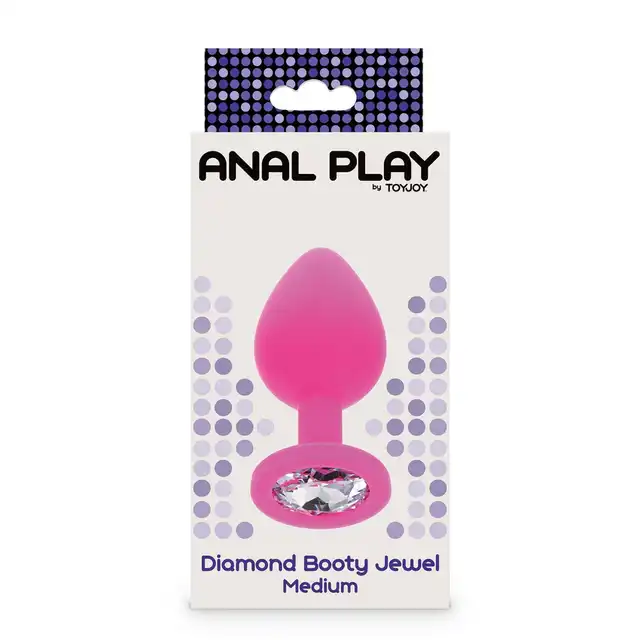 ToyJoy - Diamond Booty Jewel Medium Pink. Różowy korek analny z imitacją kamienia szlachetnego. Elegancka rozkosz i komfortowe wypełnienie.