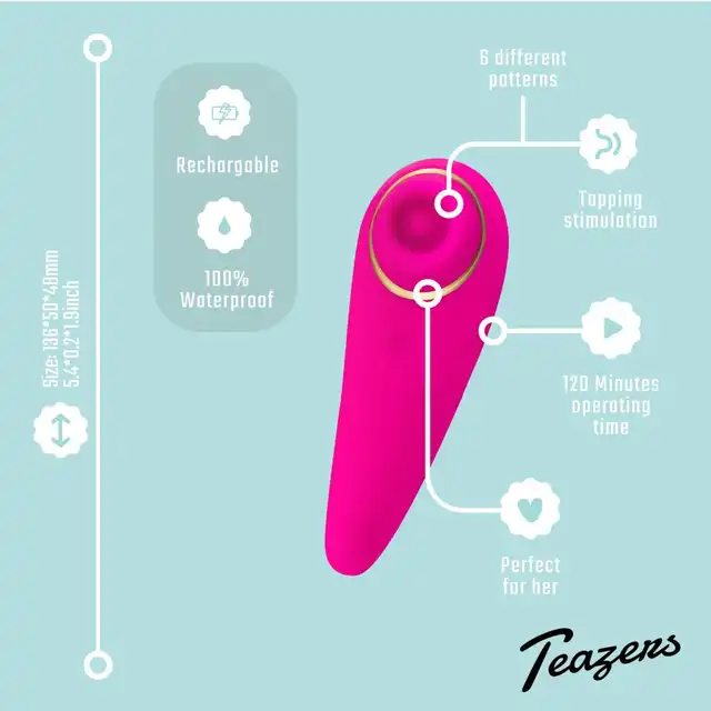 Teazers - Tapping Clitoris Stimulator. Wibrator łechtaczkowy z technologią pulsującą, precyzyjna stymulacja łechtaczki dla intensywnych orgazmów