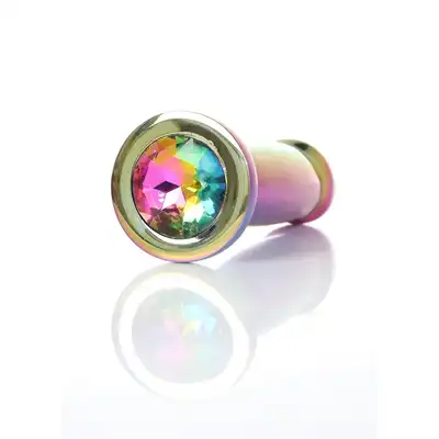 Bseries -  Jewellery Multicolour Penis Plug Clear M. Elegancka biżuteria analna z stali nierdzewnej z diamencikiem, zapewniająca stymulację i bezpieczeństwo