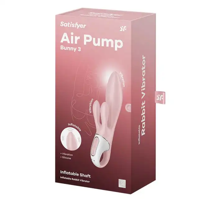 Satisfyer - Air Pump Bunny 3 Pink. Intensywnie stymulujący wibrator z króliczkiem i nadmuchiwaną końcówką dla niezrównanych doznań