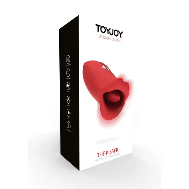 ToyJoy The Kisser Simulator - Masażer łechtaczki w kształcie kuszących warg z języczkiem, wyposażony w tryby wibracji i pulsacji.