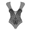 Obsessive - B112 Body S/M/L. Zmysłowe body z siateczki, otwartym krokiem i motywem skrzydeł na plecach.