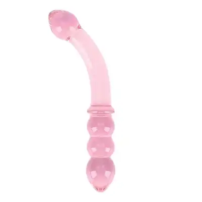 Nobü - Rose Bead Wand Pink. Szklane podwójne dildo o satysfakcjonującej powierzchni stymulującej, dwa rodzaje doznań