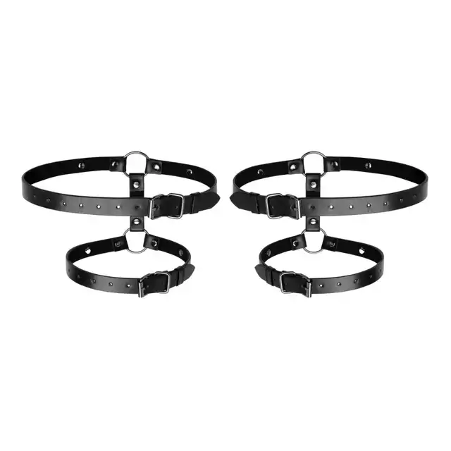 Bedroom Fantasies – Thigh Harness Black. Zabezpieczający pas na uda z metalowymi pierścieniami