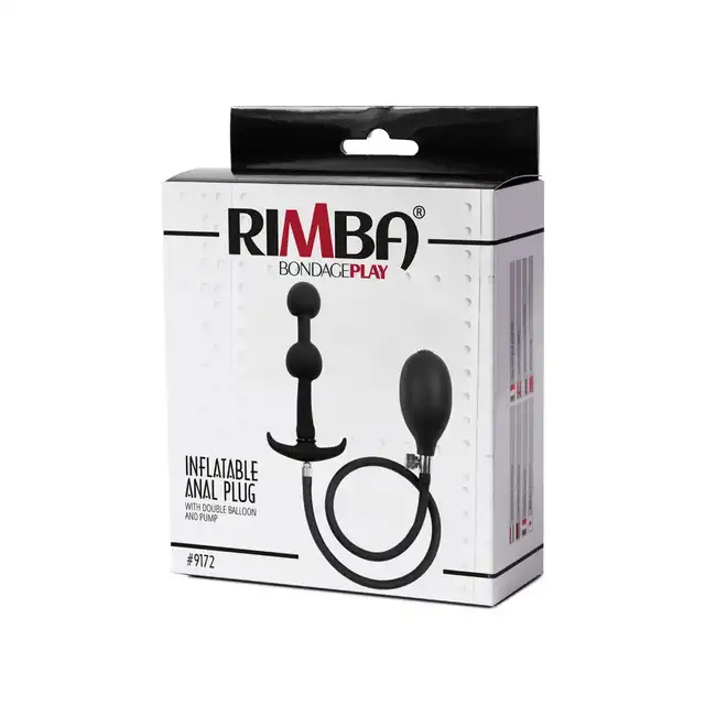 Rimba Latex Play - Inflatable Anal Plug with Double Balloon and Pump. Nadzwyczajny lateksowy nadmuchiwany korek analny z podwójnym balonem i pompką