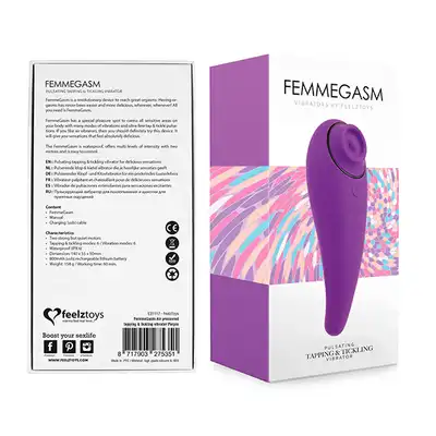 FeelzToys - FemmeGasm Tapping &amp; Tickling Vibrator Purple. Stymulujący wibrator z funkcją tapandtickle
