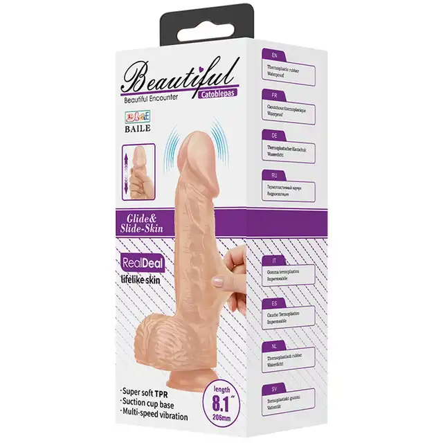 Baile – Beautiful Catoblepas Vibration 8.1".  Realistyczne dildo wibrujące z przyssawką i pilotem